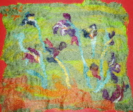 Felt picture of Monet irises