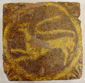 Mediaeval encaustic tile depicting St. Mark as a lion c1350