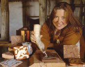 Kate Tiler making medieval tiles at Bede's World