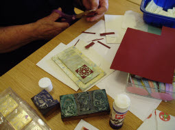 Decorative card making with coloured paper and inks