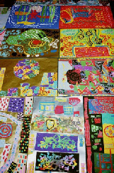 City collage map design using prints and marker pens