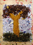 Natural materials in hand made recycled paper