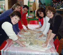 Felt banner making as a creative development day for teachers