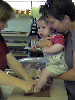 Baby hand and feet tiles in clay