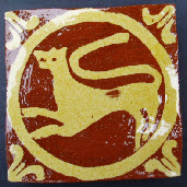 Replica encaustic medieval slip decorated tile with lion