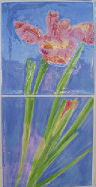 Flower tiles painted with underglaze colours