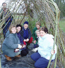 Willow dome constructed by teachers with willow they cut that morning