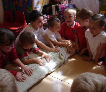 Felting a banner using pupil power